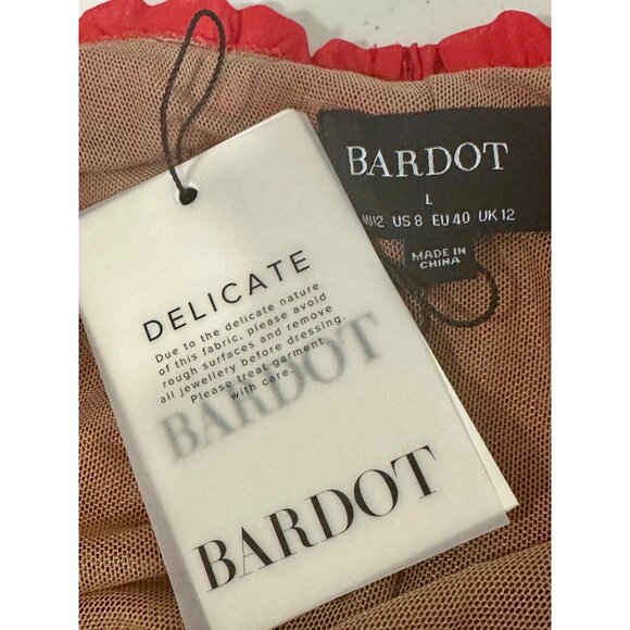 Bardot Alegra Stretch Lace Midi Dress in Fire Red 8 New Womens - Picture 8 of 15